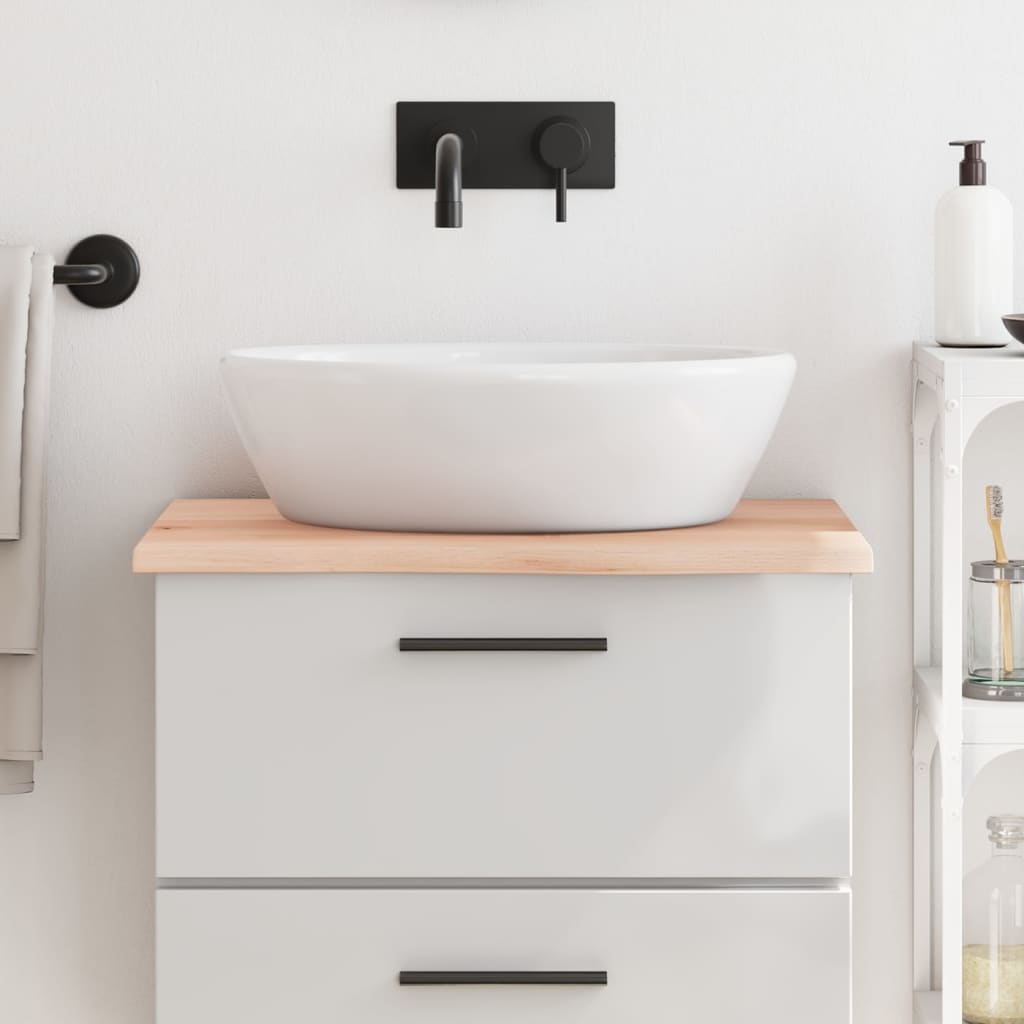 vidaXL Bathroom Countertop Untreated Solid Wood Natural Height 2 cm
