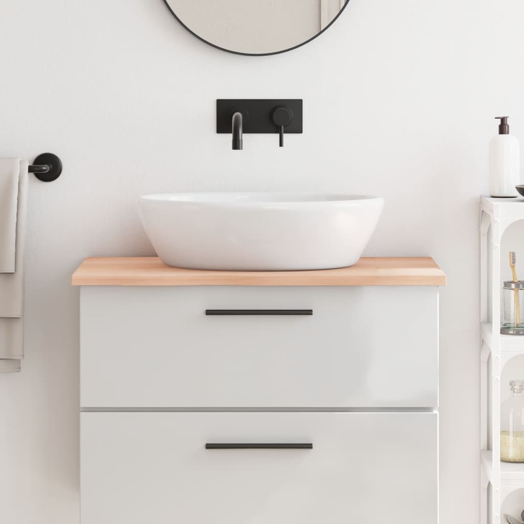 vidaXL Bathroom Countertop Untreated Solid Wood Natural Height 2 cm