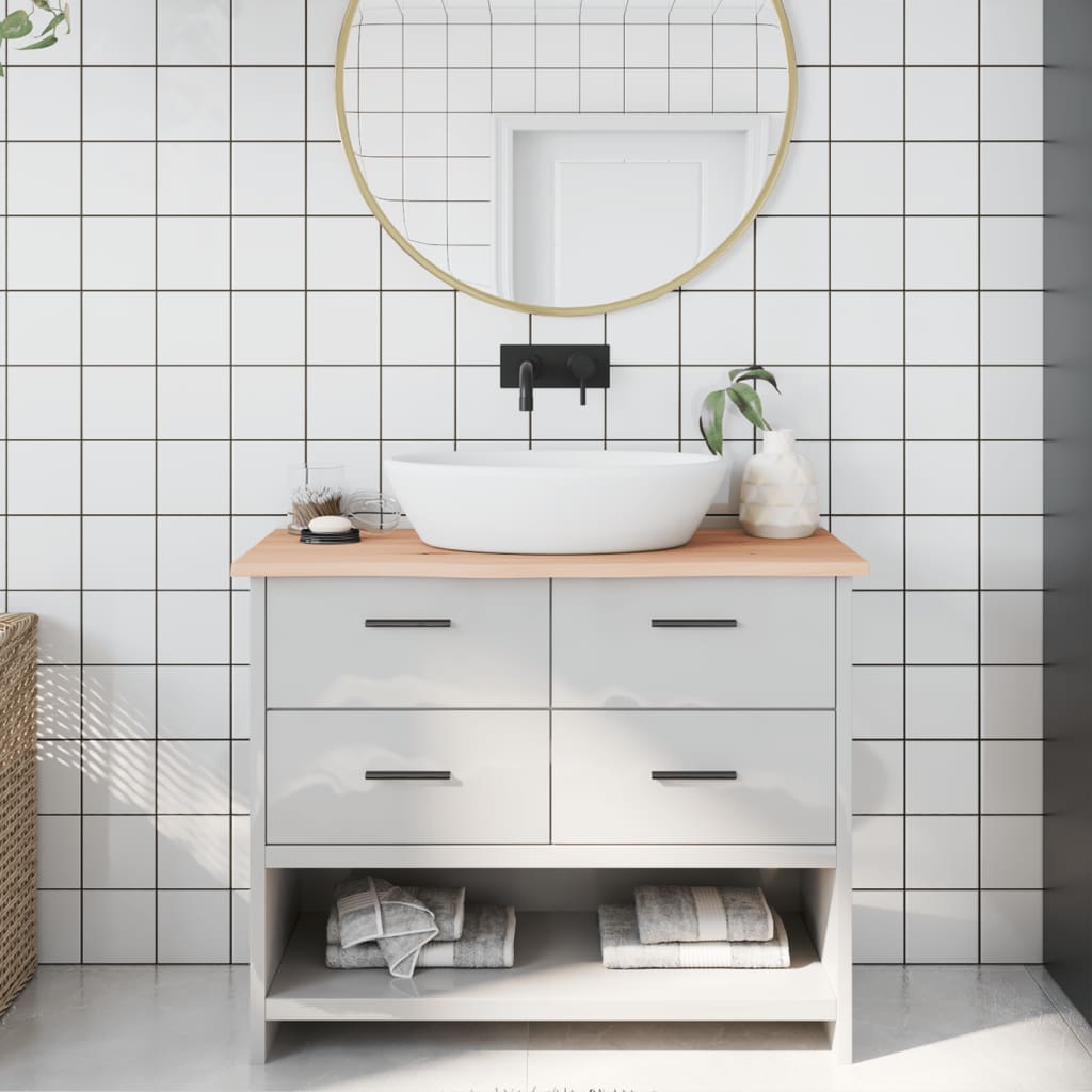 Bathroom Countertop Untreated Solid Wood Natural Height 2 cm 100 cm 40 cm