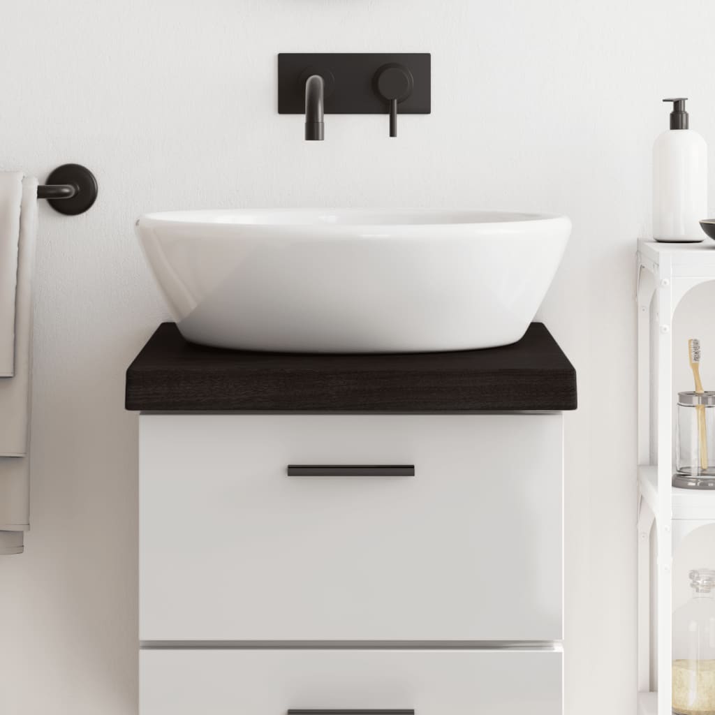 vidaXL Bathroom Countertop Dark Brown 40x60x(2-6) cm Treated Solid Wood 1
