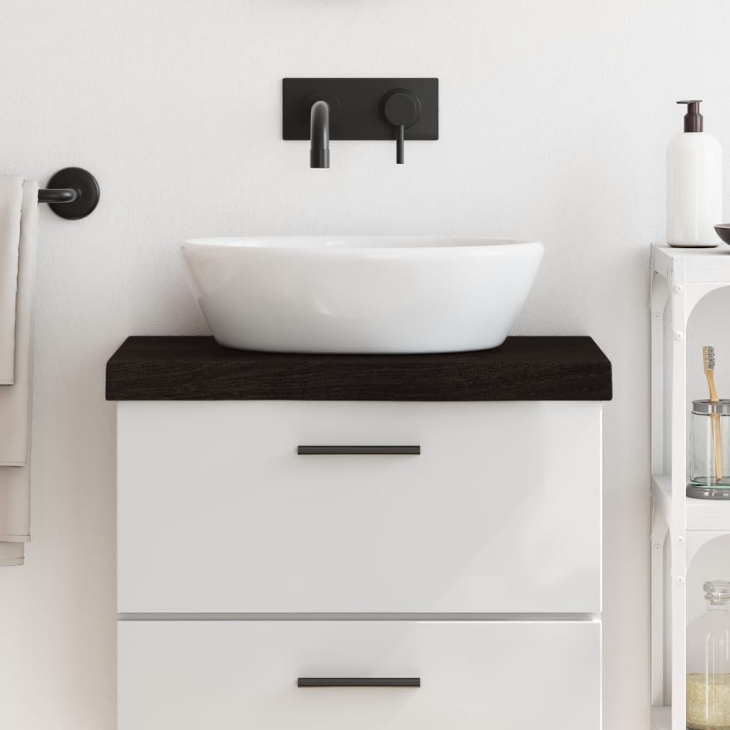 vidaXL Bathroom Countertop Dark Brown 60x40x(2-6) cm Treated Solid Wood 1