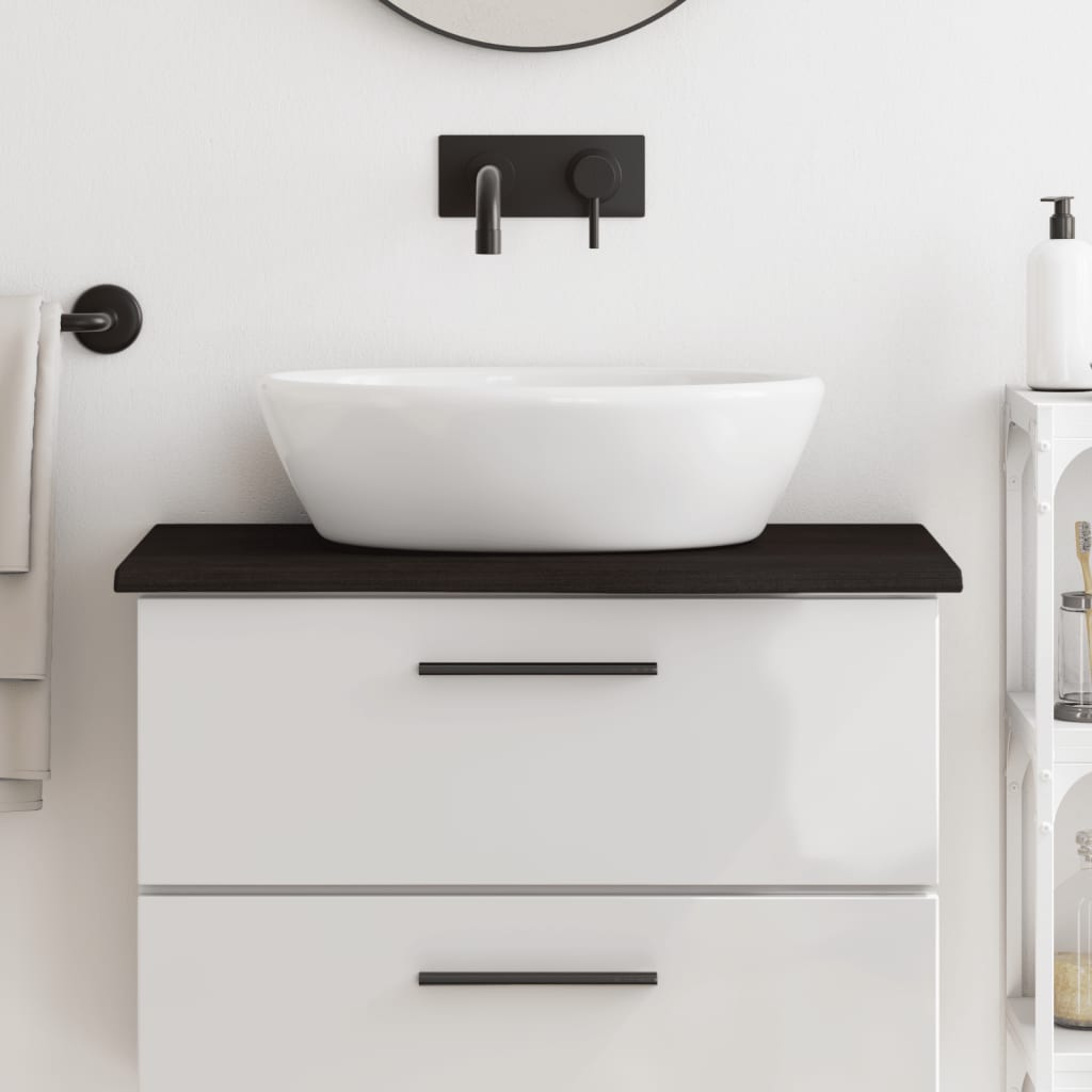vidaXL Bathroom Countertop Treated Solid Wood Dark Brown Height 2 cm