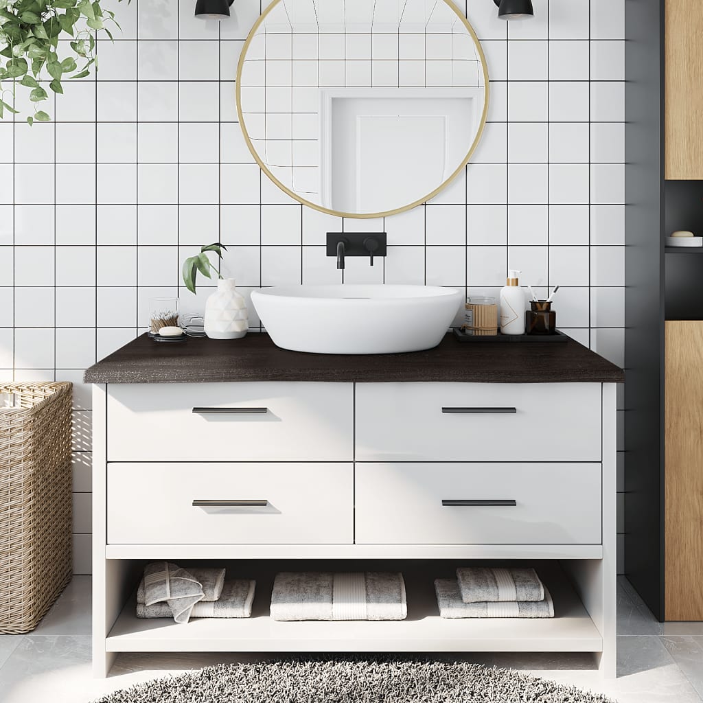 Bathroom Countertop 100x60x(2-4) Solid Wood Dark Brown 100 cm