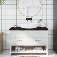 Bathroom Countertop 100x50x(2-6) Solid Wood Dark Brown 120 cm