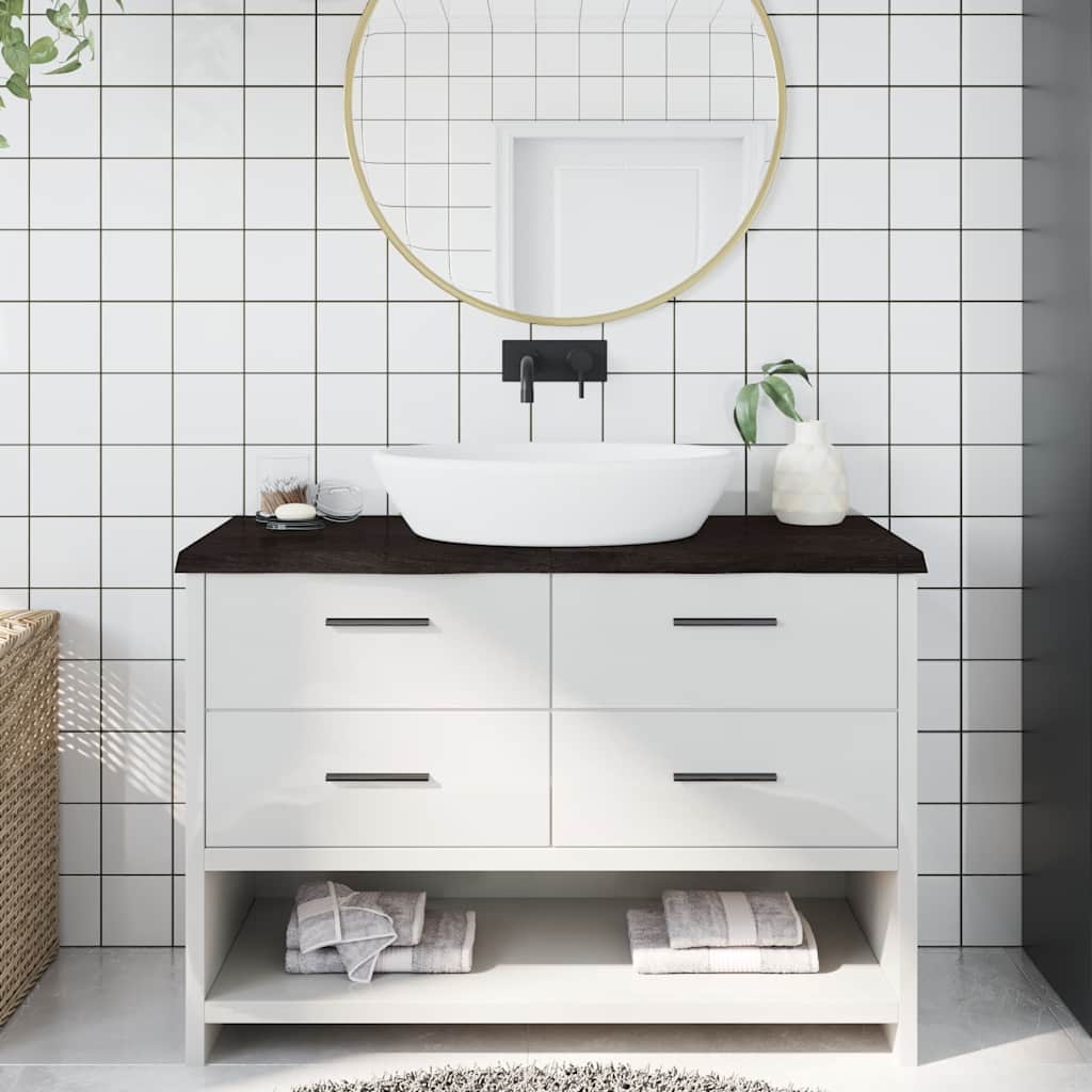 Bathroom Countertop 100x60x(2-4) Solid Wood Dark Brown 120 cm