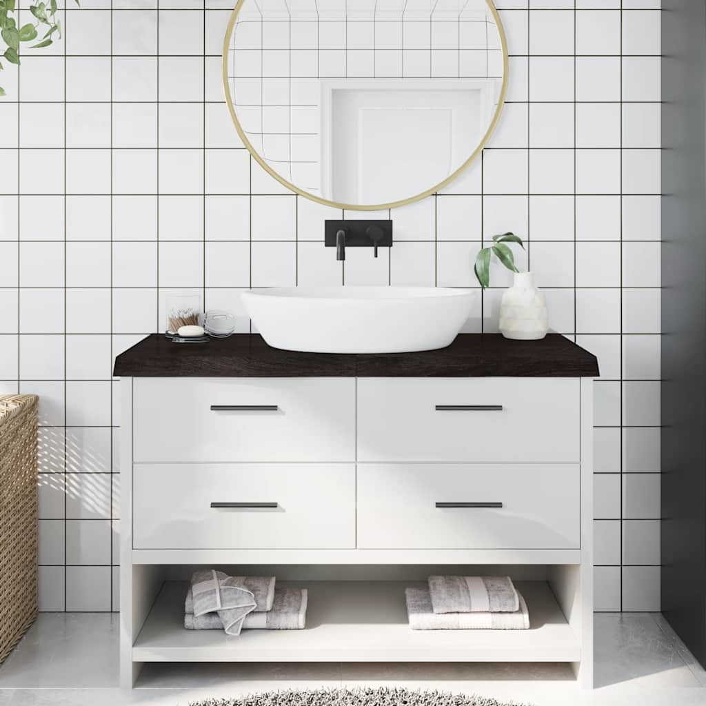 Bathroom Countertop 100x60x(2-6) Solid Wood Dark Brown 120 cm