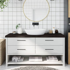 Bathroom Countertop 100x60x(2-6) Solid Wood Dark Brown 160 cm