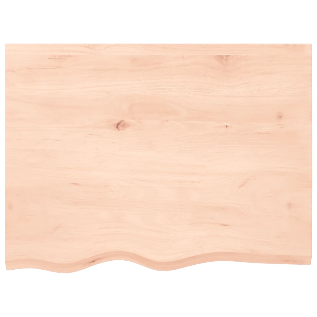 Table Top Untreated Solid Wood Oak Natural Depth 60 cm Height 2 cm 80 cm