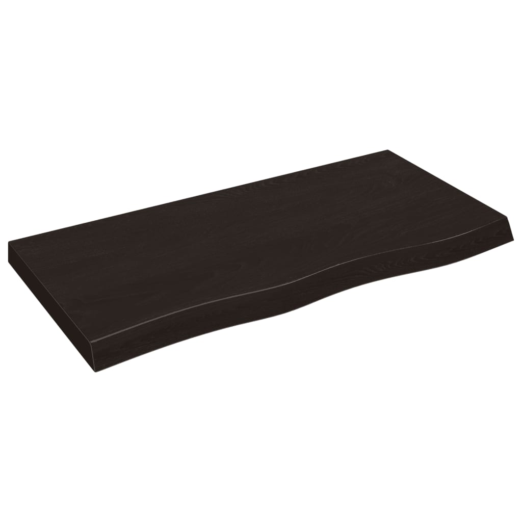 Table Top 60x50x(2-6) Treated Solid Wood Oak Dark Brown 100 cm