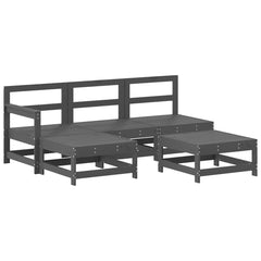 vidaXL 5 Piece Garden Lounge Set with Cushions Grey Solid Wood 3