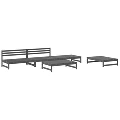 5 Piece Garden Lounge Set Solid Wood Pine Grey