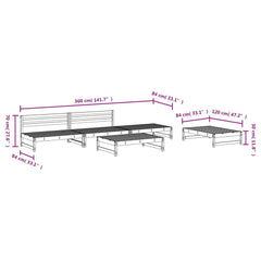 5 Piece Garden Lounge Set Solid Wood Pine Grey