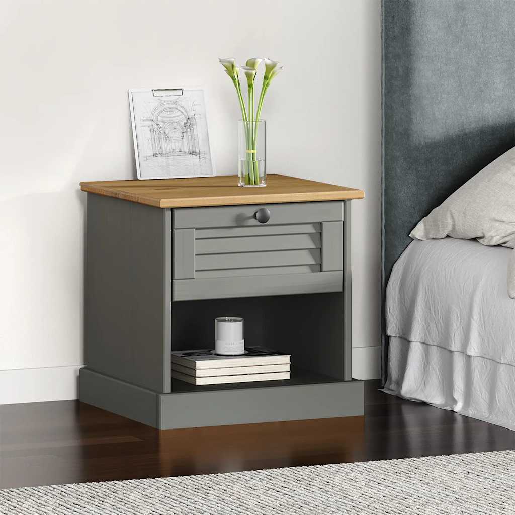 vidaXL Bedside Cabinet VIGO Grey 42x35x42 cm Solid Wood Pine 1