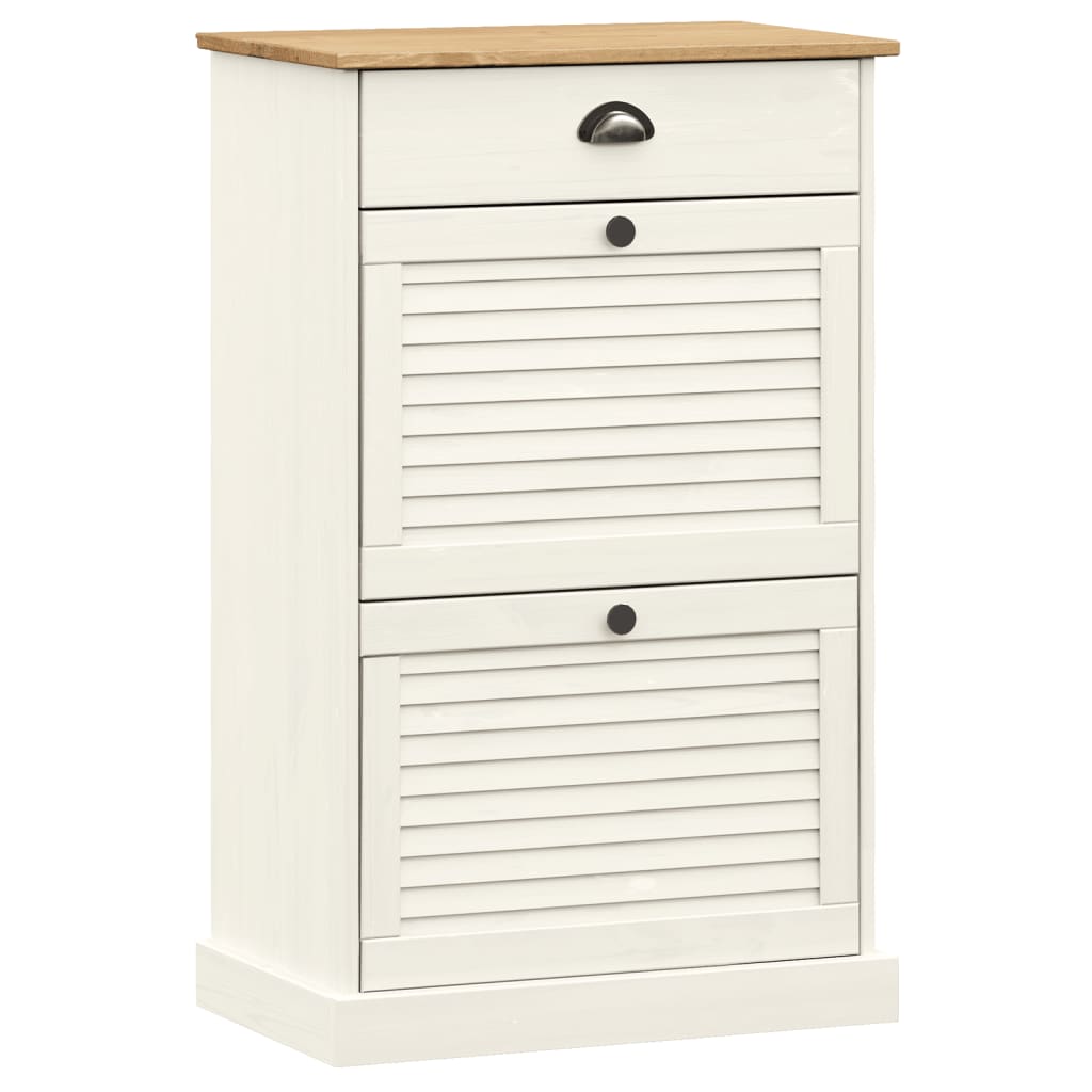 vidaXL Shoe Cabinet VIGO 60x35x96 cm White Solid Wood Pine 2