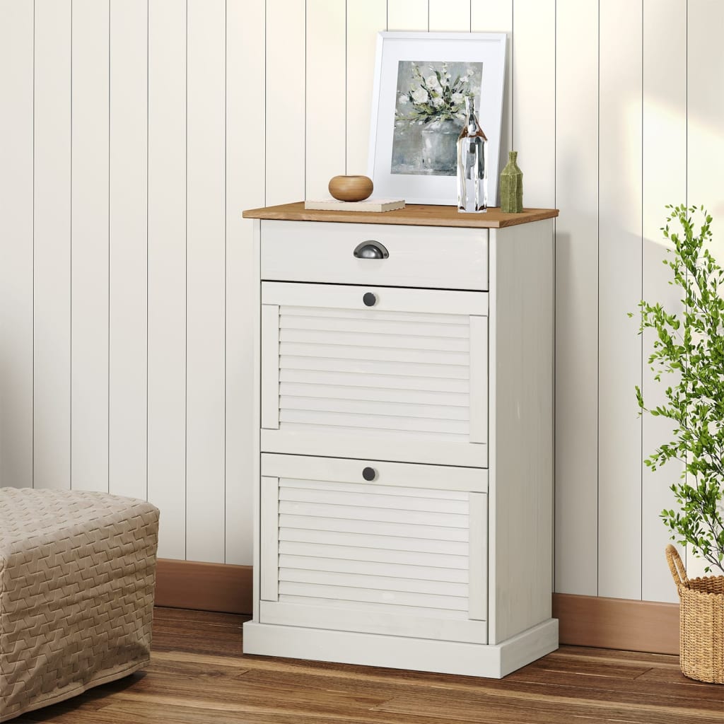 vidaXL Shoe Cabinet VIGO 60x35x96 cm White Solid Wood Pine 1