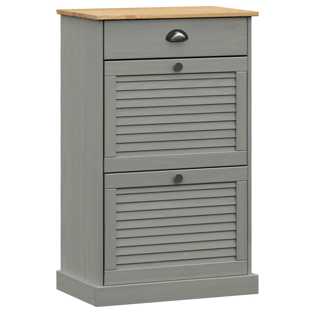 vidaXL Shoe Cabinet VIGO 60x35x96 cm Grey Solid Wood Pine 2