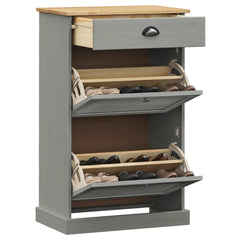 vidaXL Shoe Cabinet VIGO 60x35x96 cm Grey Solid Wood Pine 3
