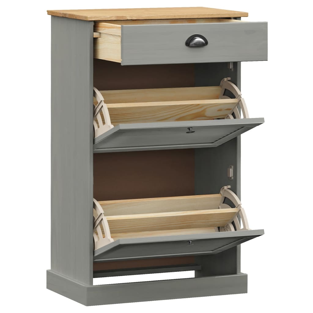 vidaXL Shoe Cabinet VIGO 60x35x96 cm Grey Solid Wood Pine 4