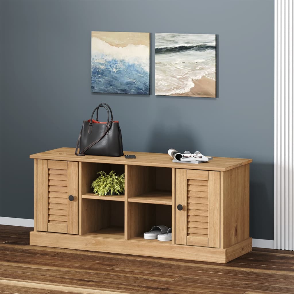 Shoe Bench "VIGO" 106x35x45 cm Solid Wood Pine Brown