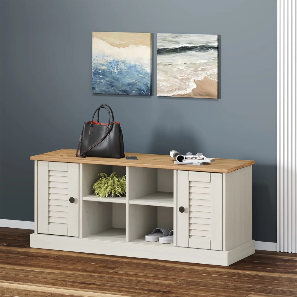 Shoe Bench "VIGO" 106x35x45 cm Solid Wood Pine White