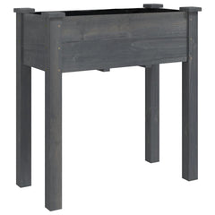 vidaXL Wheeled Planter with Liner Grey 71x37x80 cm Solid Wood Fir 3