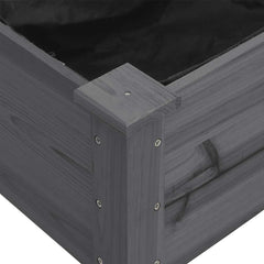 vidaXL Wheeled Planter with Liner Grey 71x37x80 cm Solid Wood Fir 4
