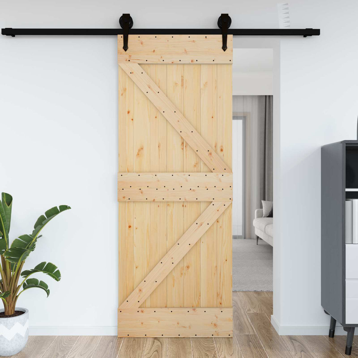 Door NARVIK Solid Pine Wood (Untreated) Natural Triangle 70 x 210 cm