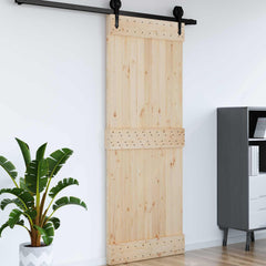 Flat Door NARVIK Solid Pine Wood (Untreated) Natural Normal 90 x 210 cm