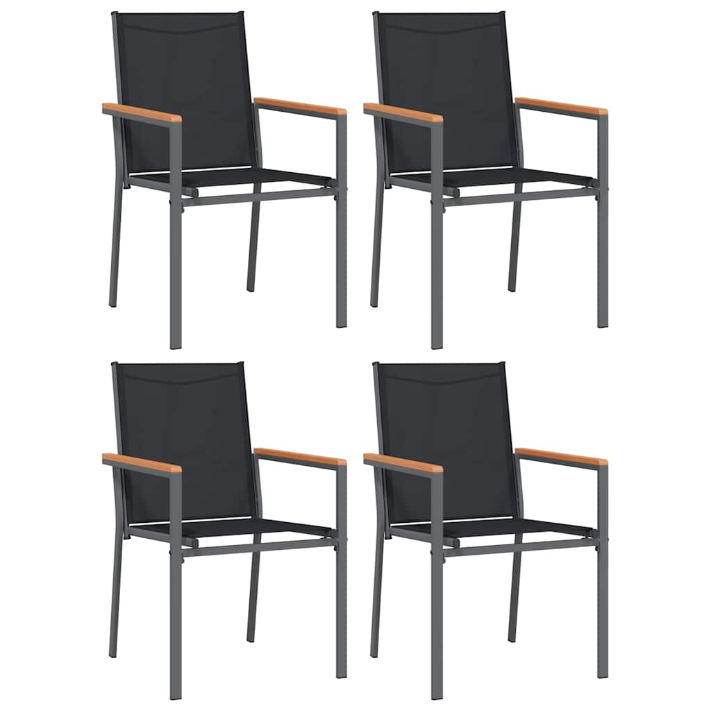 5 Piece Garden Dining Set Black Textilene and Steel 140 cm table length 4