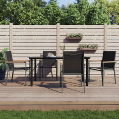 5 Piece Garden Dining Set Black Textilene and Steel 160 cm table length 4