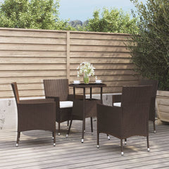 3 Piece Garden Bistro Set with Cushions Poly Rattan Brown