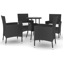 3 Piece Garden Bistro Set with Cushions Poly Rattan Black