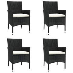 3 Piece Garden Bistro Set with Cushions Poly Rattan Black
