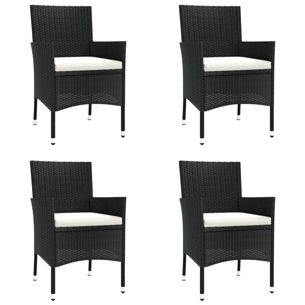 3 Piece Garden Bistro Set with Cushions Poly Rattan Black
