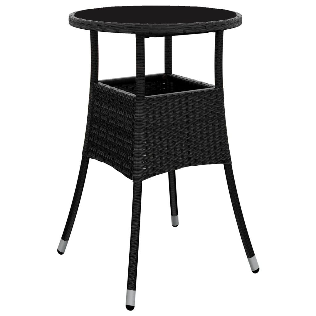 3 Piece Garden Bistro Set with Cushions Poly Rattan Black