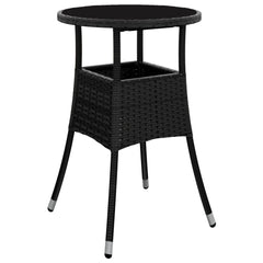 3 Piece Garden Bistro Set with Cushions Poly Rattan Black