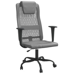 vidaXL Office Chair Height Adjustable Grey Mesh Fabric and Faux Leather 2