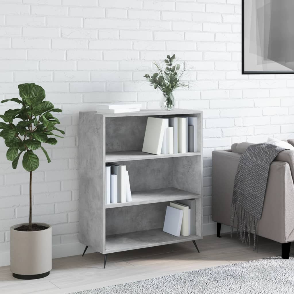vidaXL Bookcase Concrete Grey 69.5x32.5x90 cm Engineered Wood 1