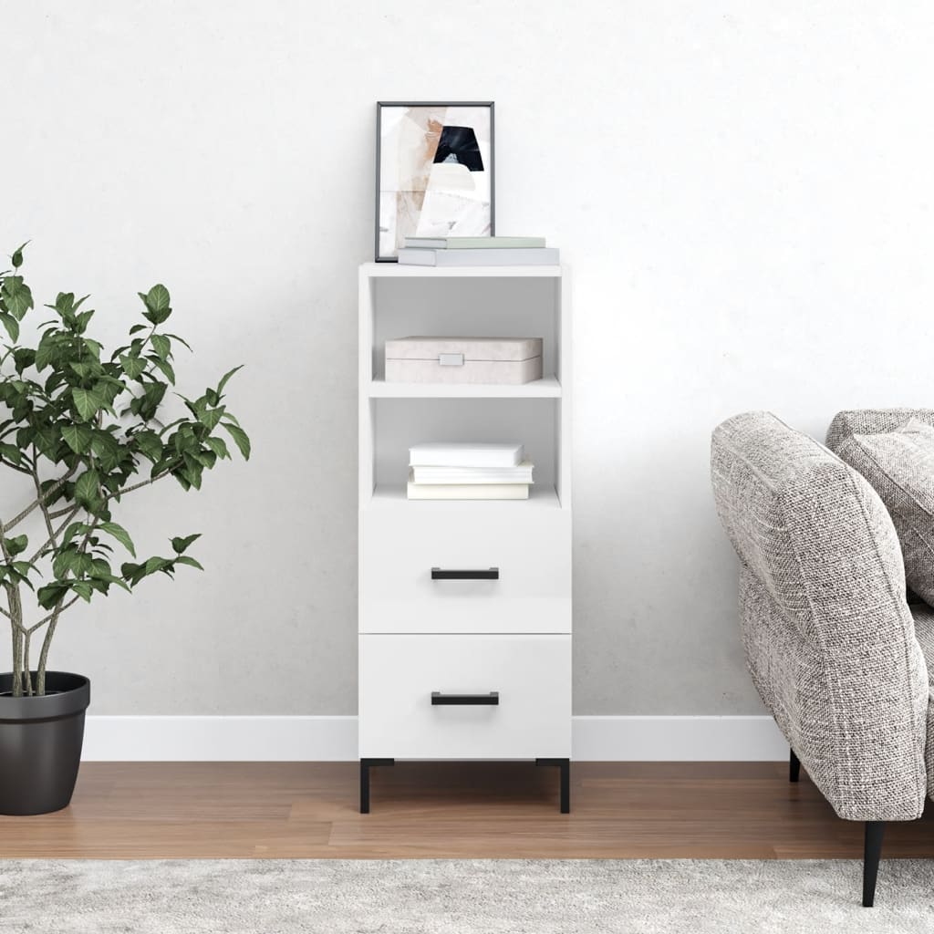 vidaXL Sideboard High Gloss White 34.5x34x90 cm Engineered Wood 1