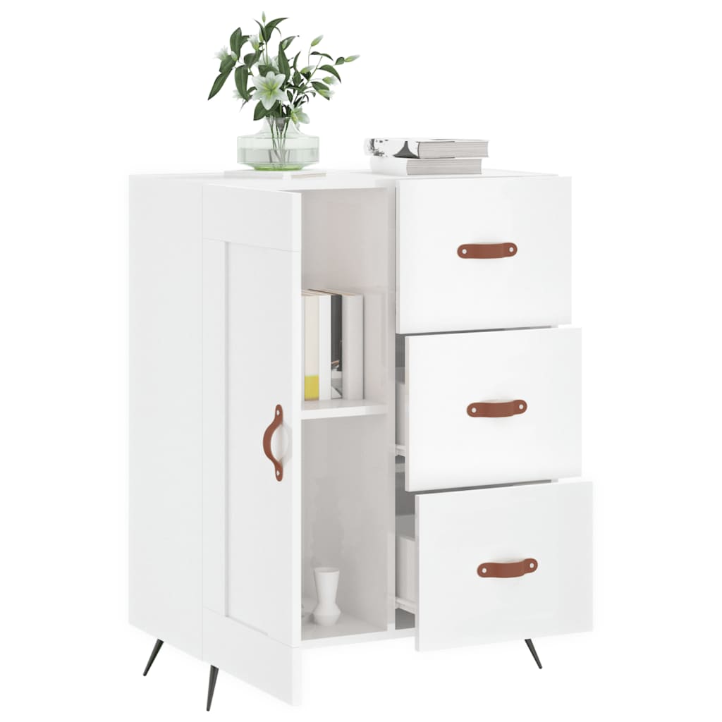 vidaXL Sideboard High Gloss White 69.5x34x90 cm Engineered Wood 4