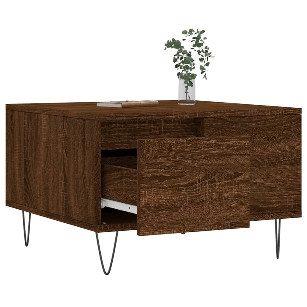 vidaXL Coffee Table Brown Oak 55x55x36.5 cm Engineered Wood 4