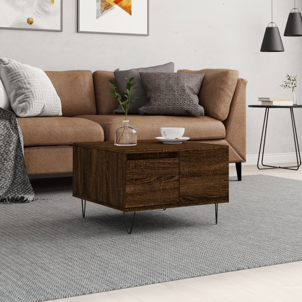 vidaXL Coffee Table Brown Oak 55x55x36.5 cm Engineered Wood 1
