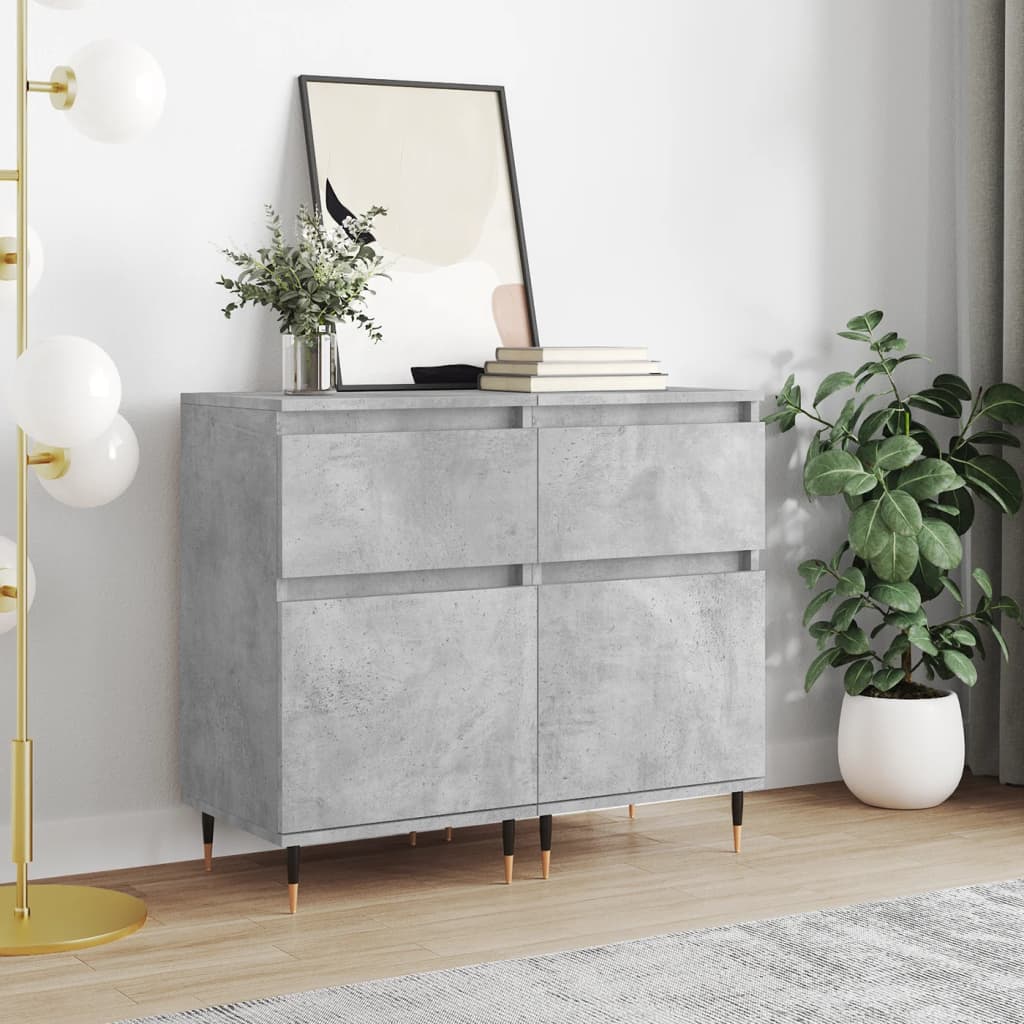 vidaXL Sideboards 2 pcs Concrete Grey 40x35x70 cm Engineered Wood 1