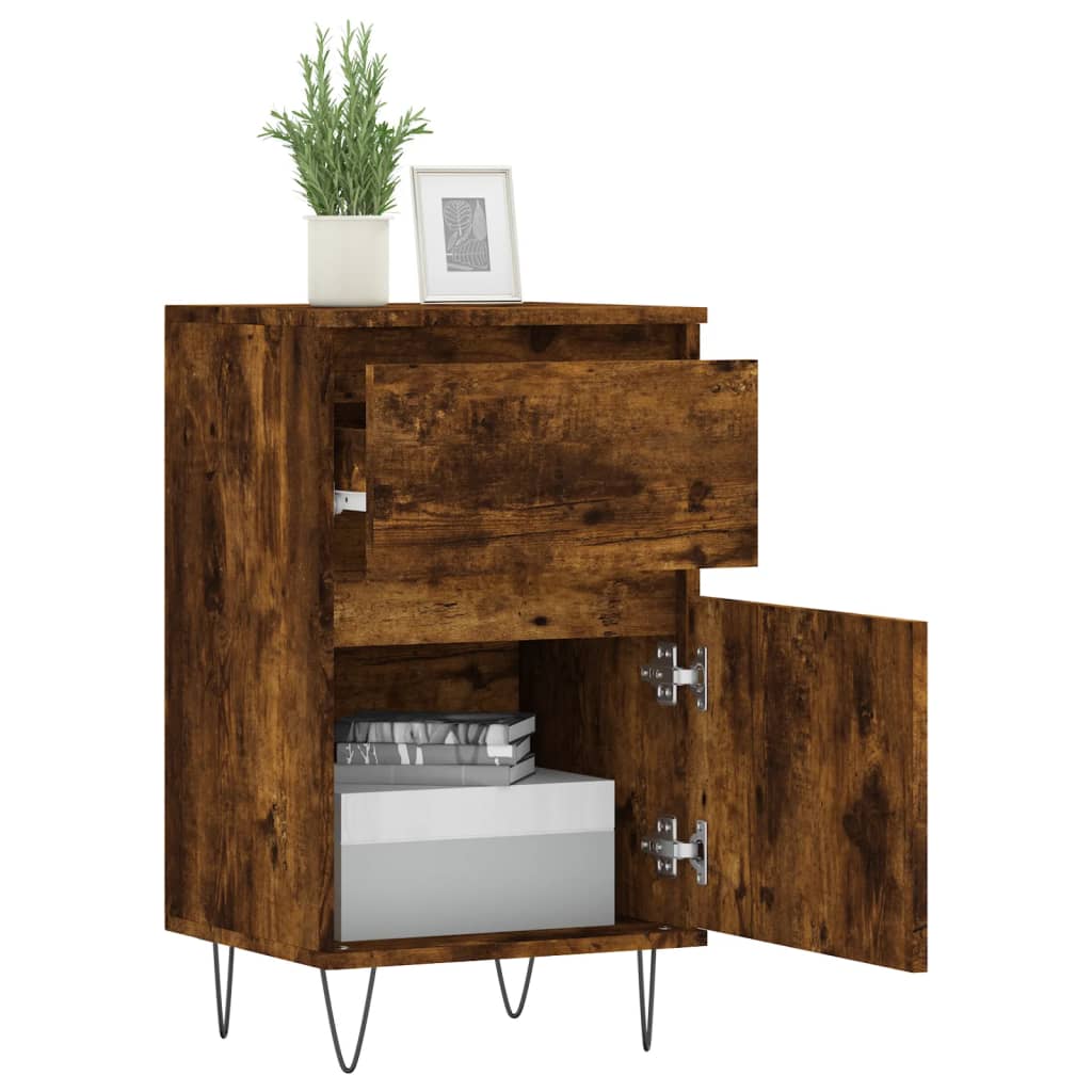 vidaXL Sideboards 2 pcs Smoked Oak 40x35x70 cm Engineered Wood 4