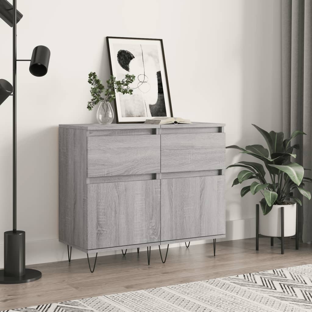 vidaXL Sideboards 2 pcs Grey Sonoma 40x35x70 cm Engineered Wood 1