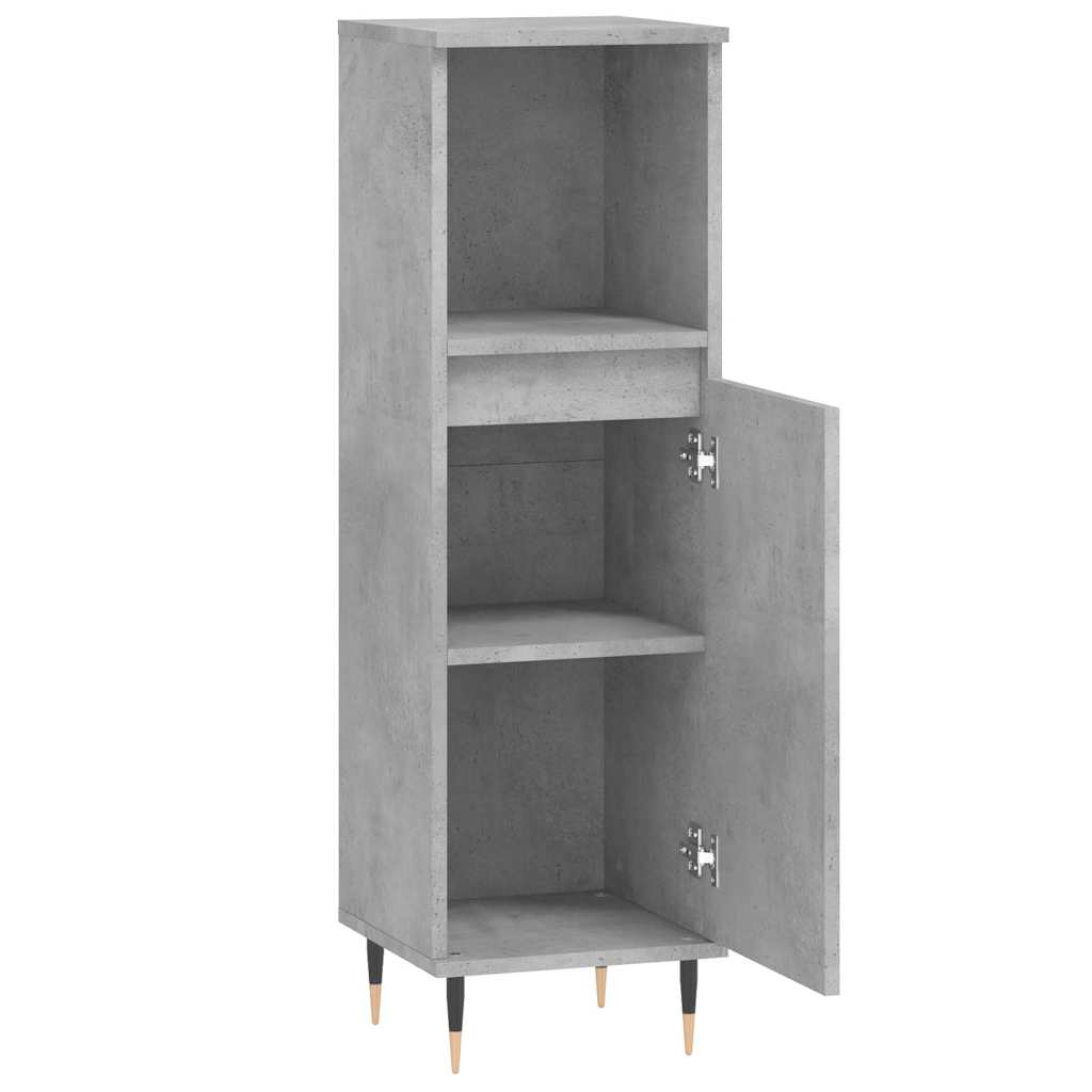 vidaXL Bathroom Cabinet Concrete Grey 30x30x100 cm Engineered Wood 6