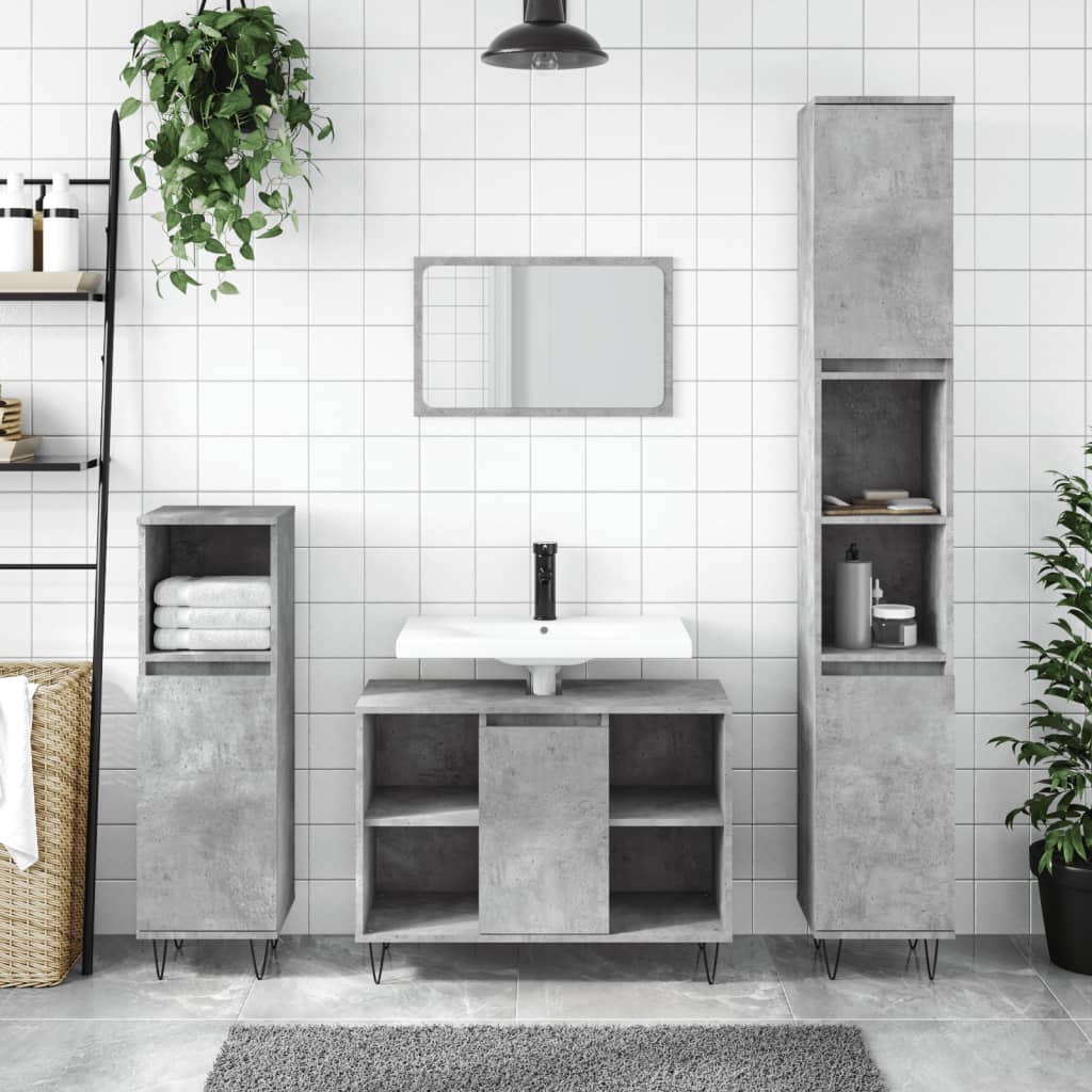 vidaXL Bathroom Cabinet Concrete Grey 30x30x100 cm Engineered Wood 1