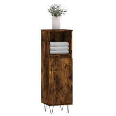 vidaXL Bathroom Cabinet Smoked Oak 30x30x100 cm Engineered Wood 3