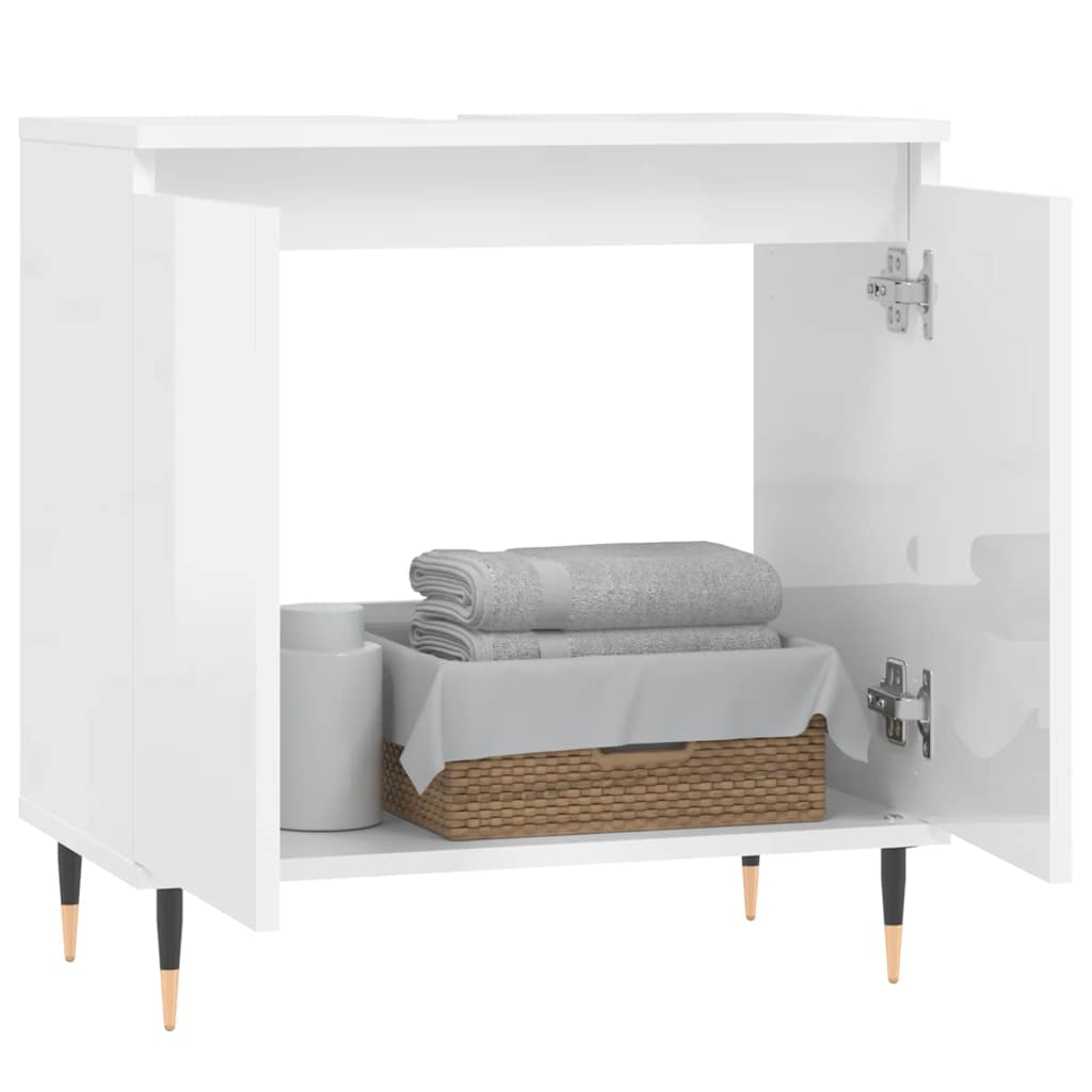 vidaXL Bathroom Cabinet High Gloss White 58x33x60 cm Engineered Wood 3