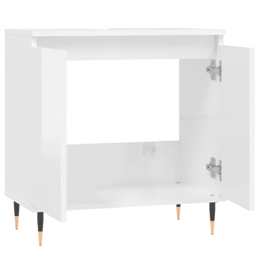 vidaXL Bathroom Cabinet High Gloss White 58x33x60 cm Engineered Wood 5